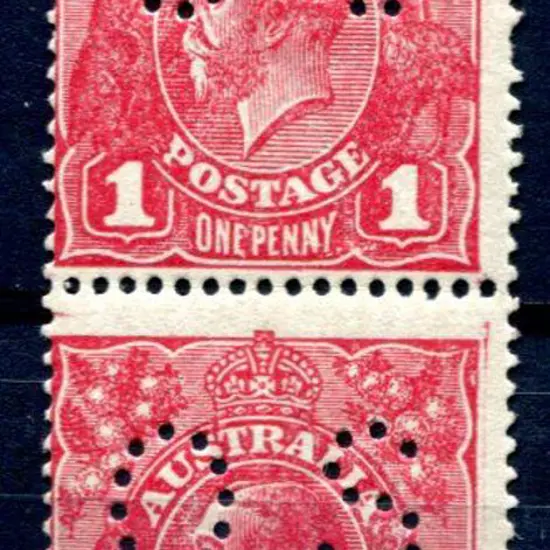 1914-20 Single Watermark 1d carmine rose on rough ...