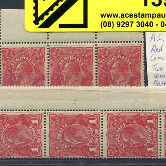 1914-20 Single Watermark 1d brownish red, G75 with ...