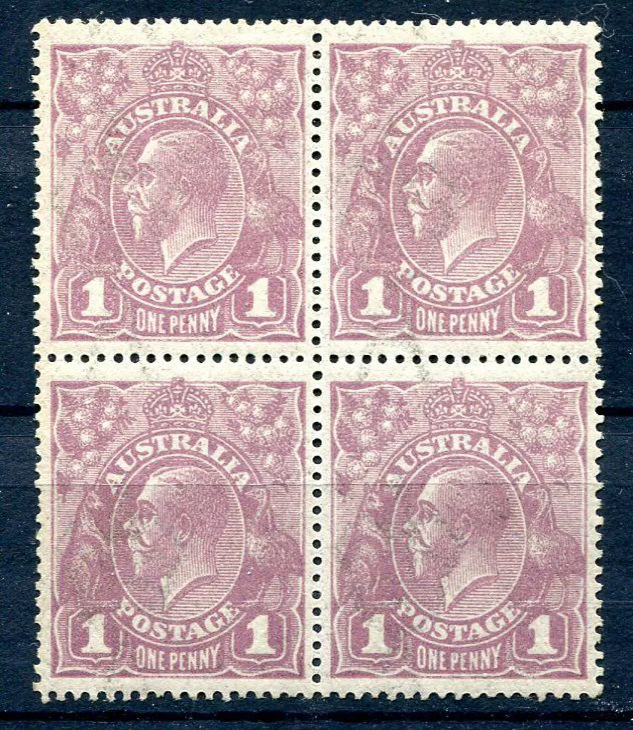 1914-20 Single Watermark 1d violet on coarse mesh ... Image 1++