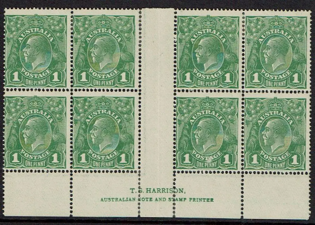 1914-20 Single Watermark 1d green Harrison 2 line ... Image 1++