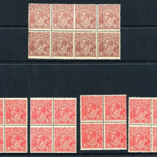 1914-20 Single Watermark 1½d red & 1½d brown with ...