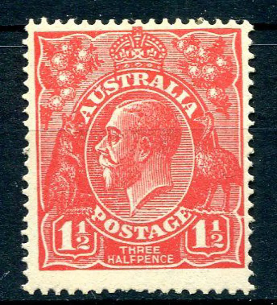 1914-20 Single Watermark 1½d red with "cracked ... Image 1++