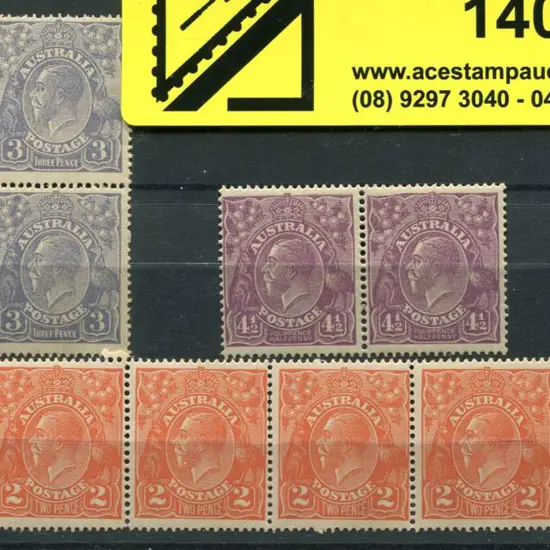 1914-20 Single Watermark 2d orange MUH horizontal ...