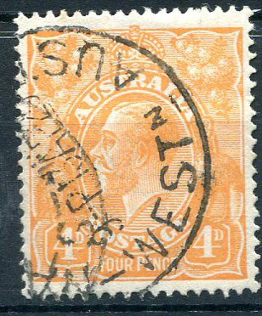 1914-20 Single Watermark 4d orange with inverted ... Image 1++