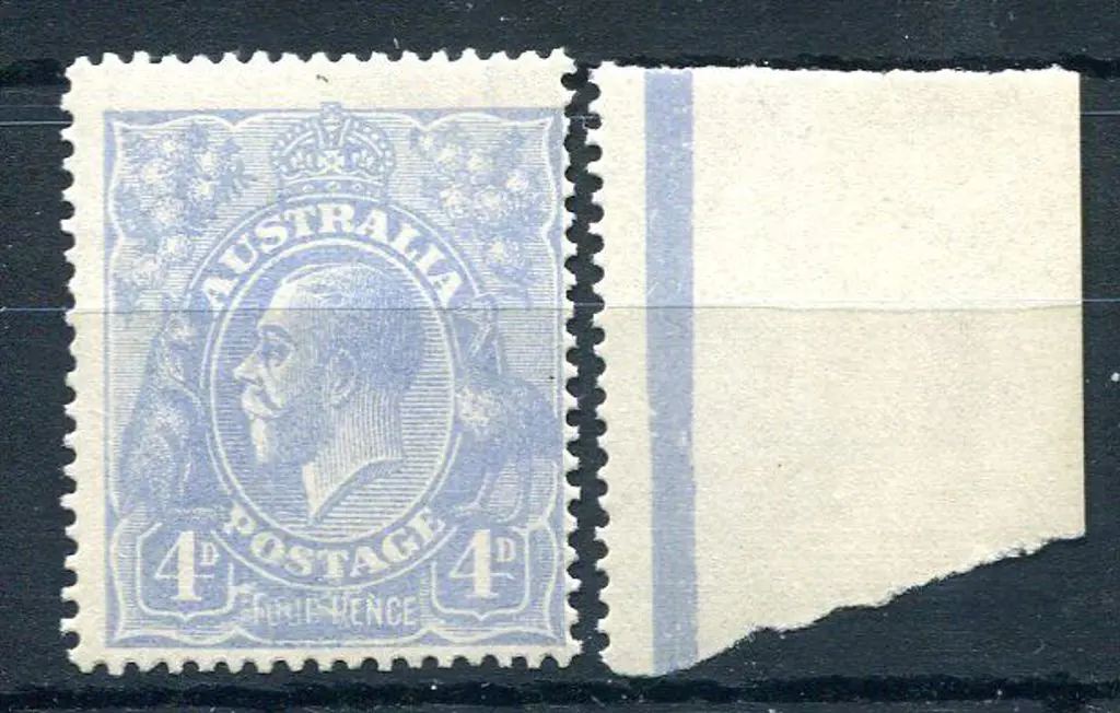 1914-20 Single Watermark 4d blue, Die III from ... Image 1++