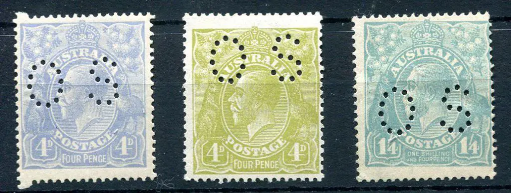 1914-20 Single Watermark 4d milky blue, 4d olive ... Image 1++