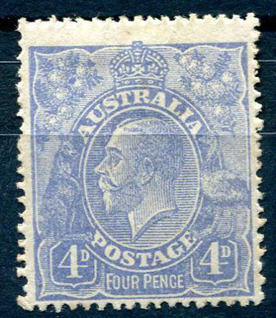1914-20 Single Watermark 4d ultramarine with ... Image 1++