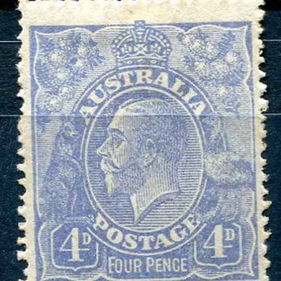 1914-20 Single Watermark 4d ultramarine with ...