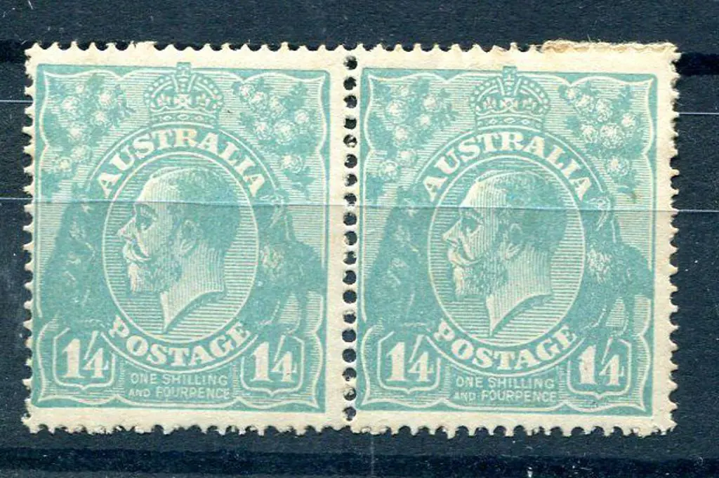1914-20 Single Watermark 1/4d turquoise-blue pair ... Image 1++