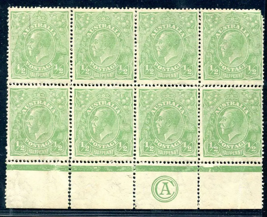 1918-20 Large Multiple Watermark Perf.14 ½d green, ... Image 1++