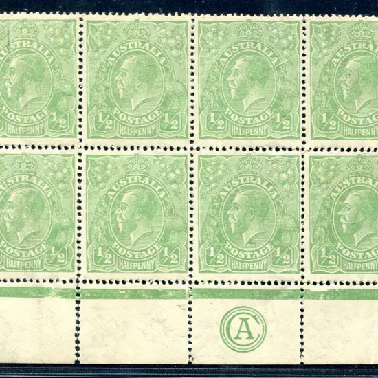 1918-20 Large Multiple Watermark Perf.14 ½d green, ...