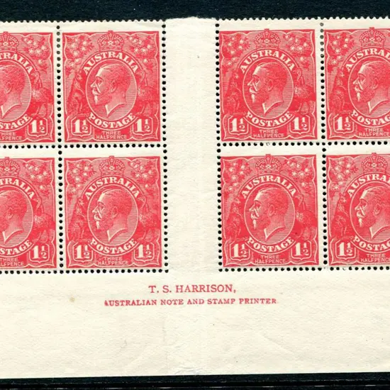 1924 No Watermark1½d red 2 line Harrison imprint ...