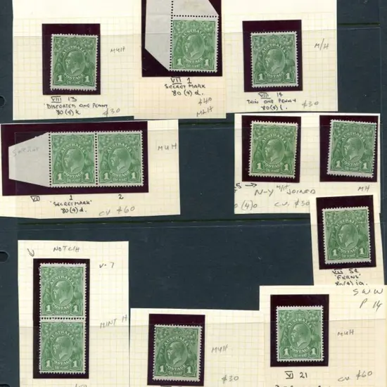 1926-30 Small Multiple Watermark Perf. 14 1d green ...