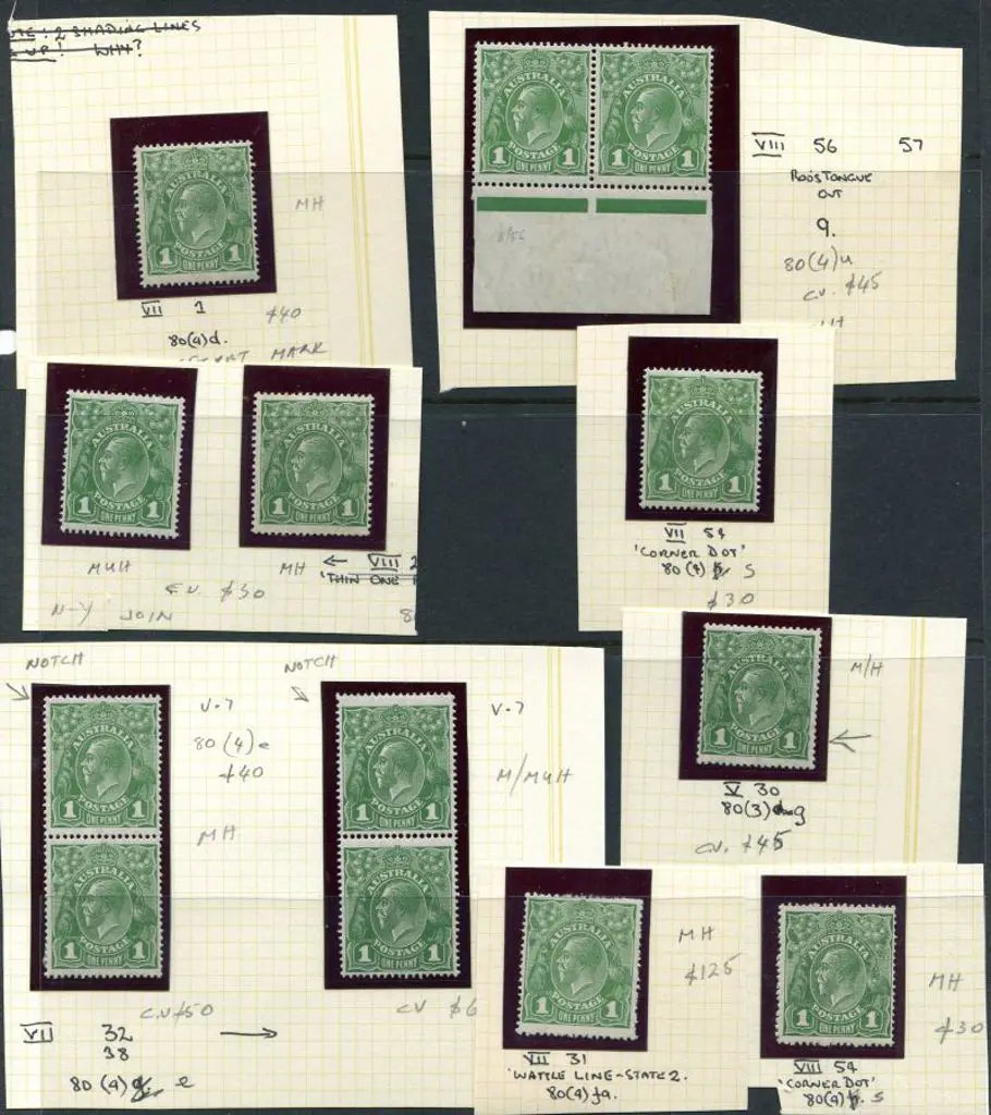 1926-30 Small Multiple Watermark Perf. 14 1d green ... Image 1++