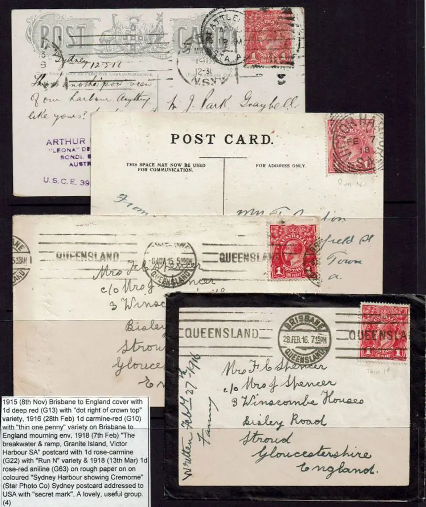 1915 (8th Nov) Brisbane to England cover with 1d ... Image 1++