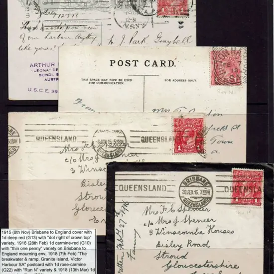 1915 (8th Nov) Brisbane to England cover with 1d ...