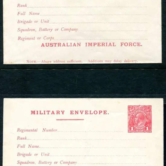 1916 1d carmine KGV Military Envelope with ...