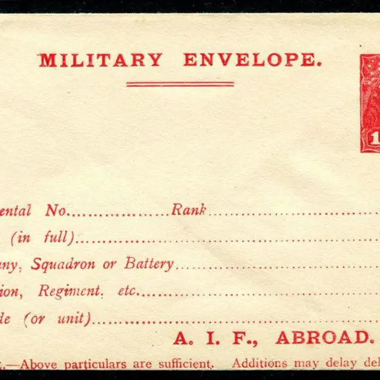 1916 1d carmine KGV Military Envelope with ...