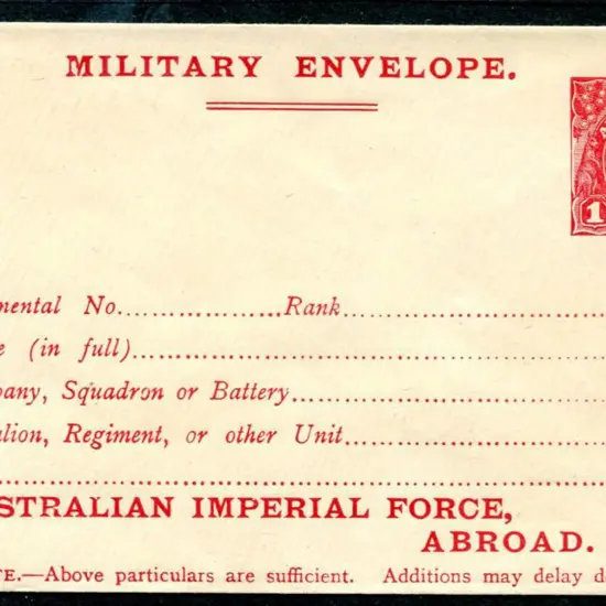 1916 1d carmine KGV Military Envelope with ...