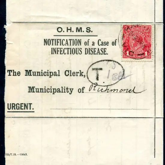 1919 (23rd April) "Notification of a Case of ...