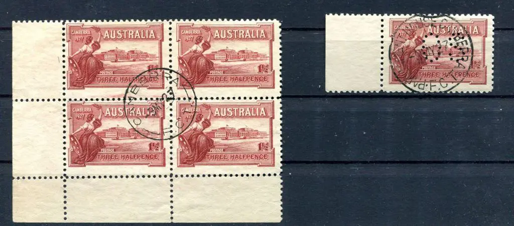 1927 1½d Parl House bottom left corner block with ... Image 1++