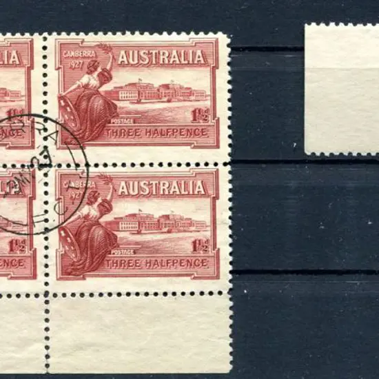 1927 1½d Parl House bottom left corner block with ...