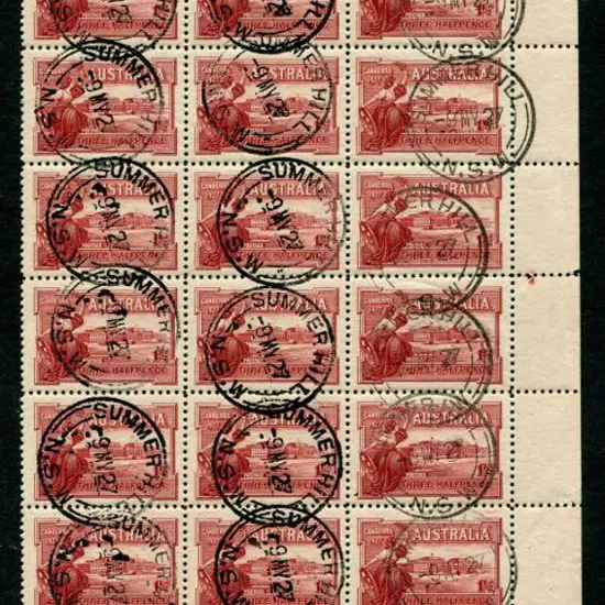 1927 1½d Parl House block of 24 CTO on FDI with ...