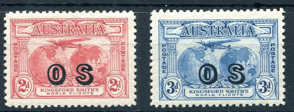 1931 2d & 3d Kingsford Smith ovptd "OS". They ... Image 1++