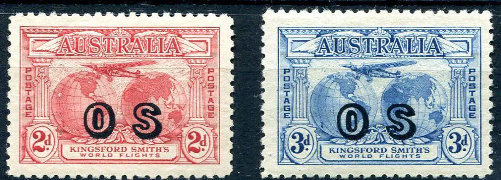 1931 2d & 3d Kingsford Smith ovptd "OS" ditto. ... Image 1++