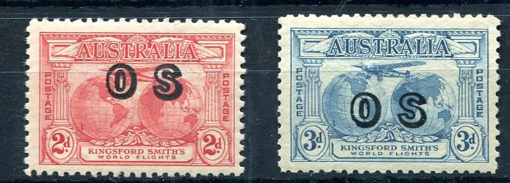 1931 2d & 3d Kingsford Smith ovptd "OS". They ... Image 1++