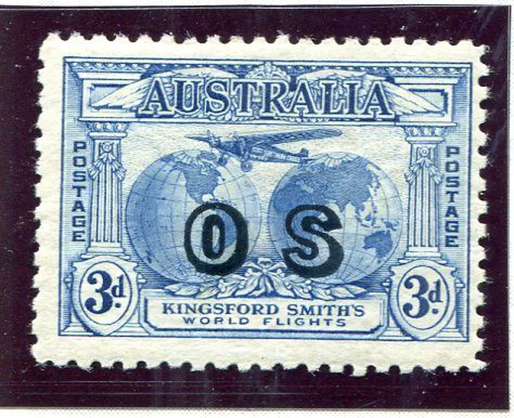 1931 3d blue Kingsford Smith ovptd "OS". MLH with ... Image 1++