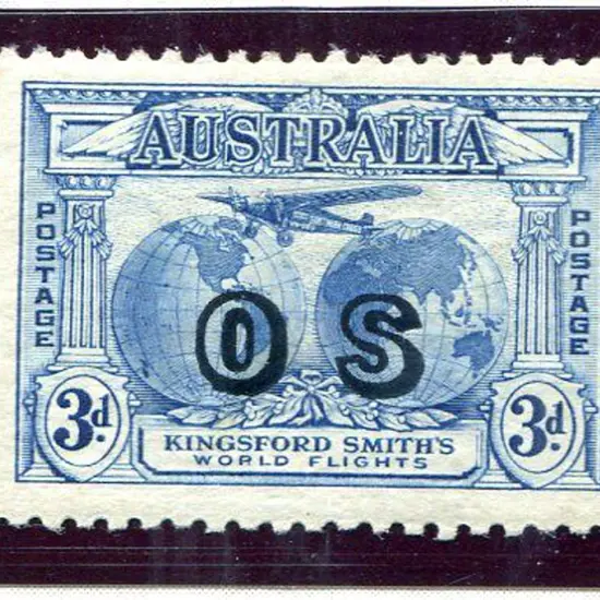 1931 3d blue Kingsford Smith ovptd "OS". MLH with ...