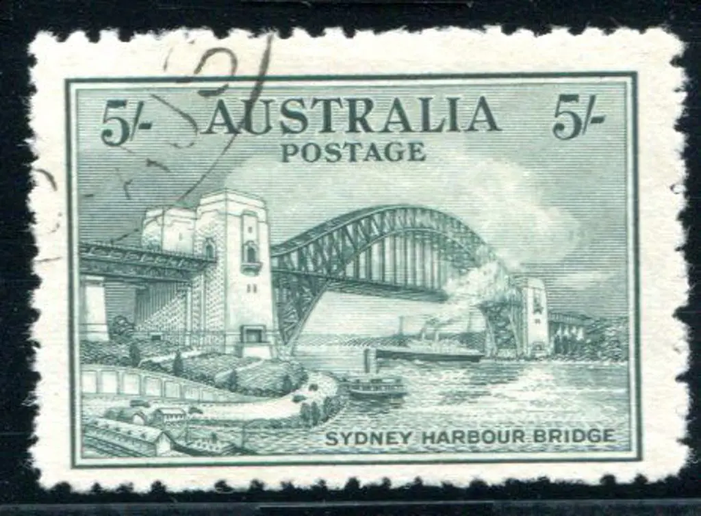 1932 5/- Sydney Harbour Bridge CTO without gum & ... Image 1++