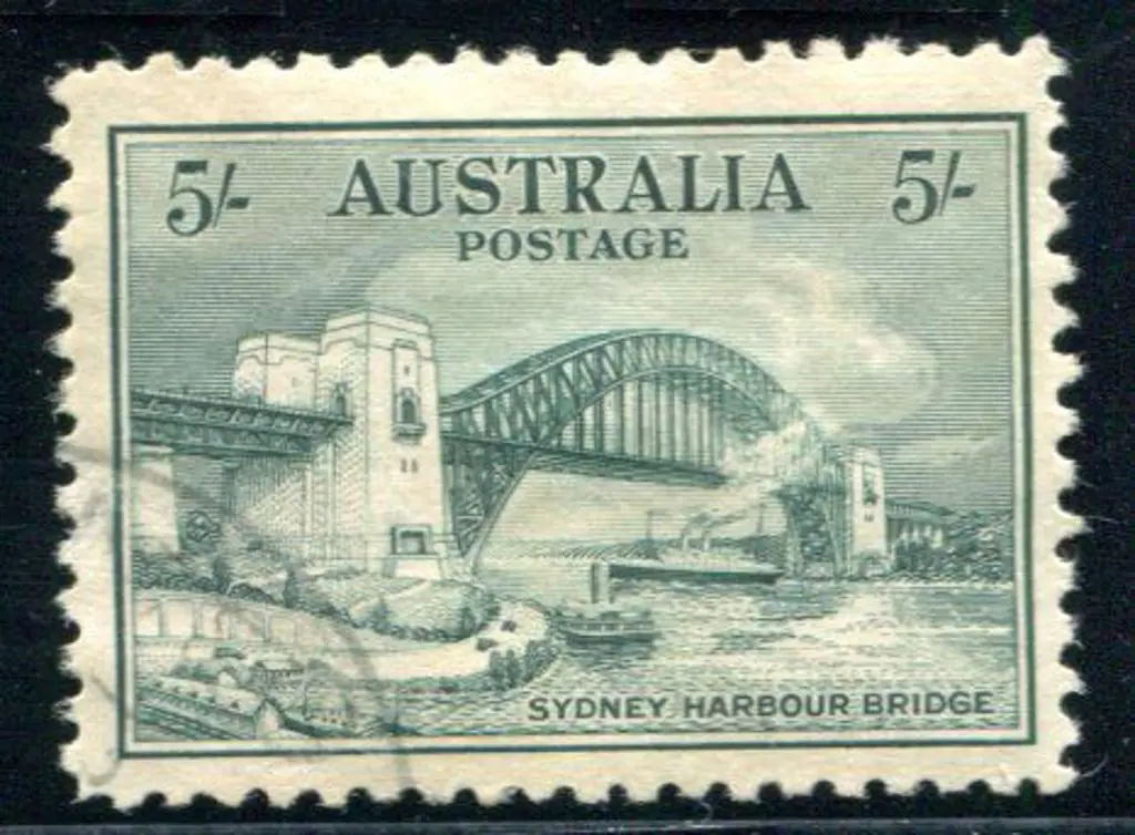 1932 5/- Sydney Harbour Bridge. CTO without gum. ... Image 1++