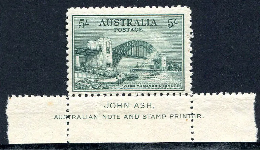 1932 5/- Sydney Harbour Bridge with full John Ash ... Image 1++