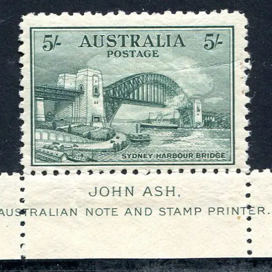 1932 5/- Sydney Harbour Bridge with full John Ash ...