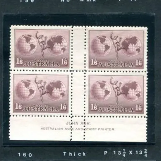 1934/49 1/6d Hermes McCracken & Ash imprint blocks ...