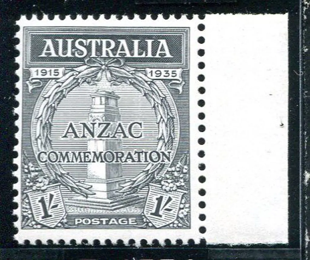 1935 1/- Anzac right marginal example perforated ... Image 1++