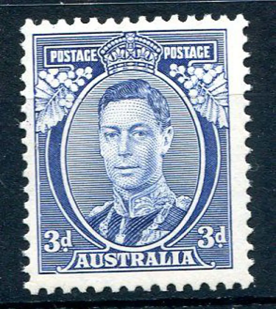 1937/49 3d blue KGVI Die Ia "white wattles". ... Image 1++