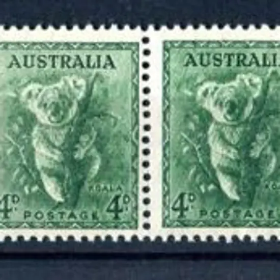 1938/57 4d koala horiz strip of 8 showing ...