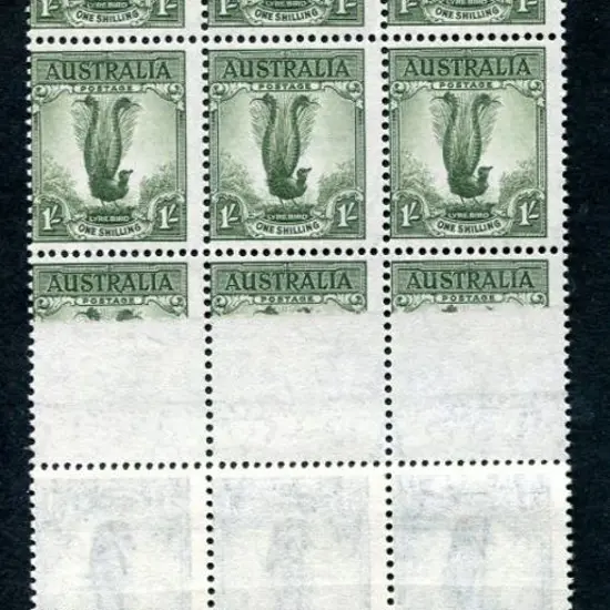 1937/59 1/- Lyrebird block of 15 with Post Office ...