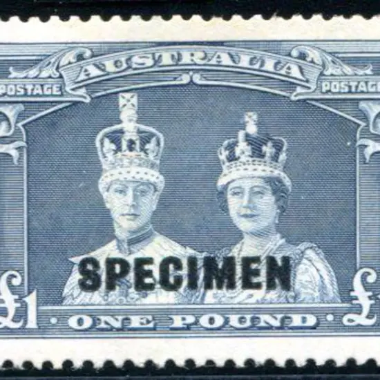 1937/48 £1 slate-blue Robes ovptd "SPECIMEN". ...