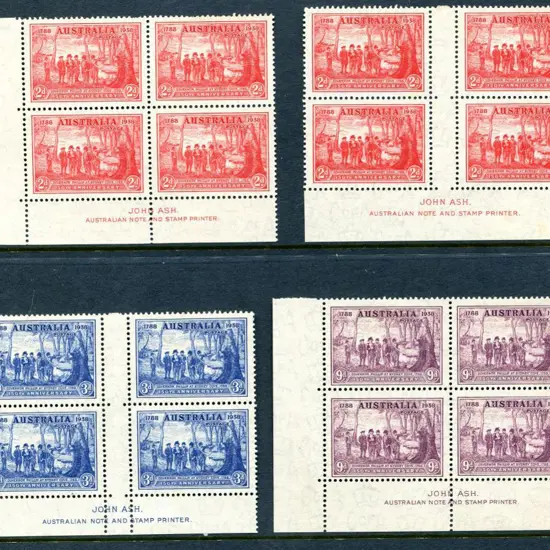 1937 NSW Sesqui set of 3 in Ash imprint gutter ...