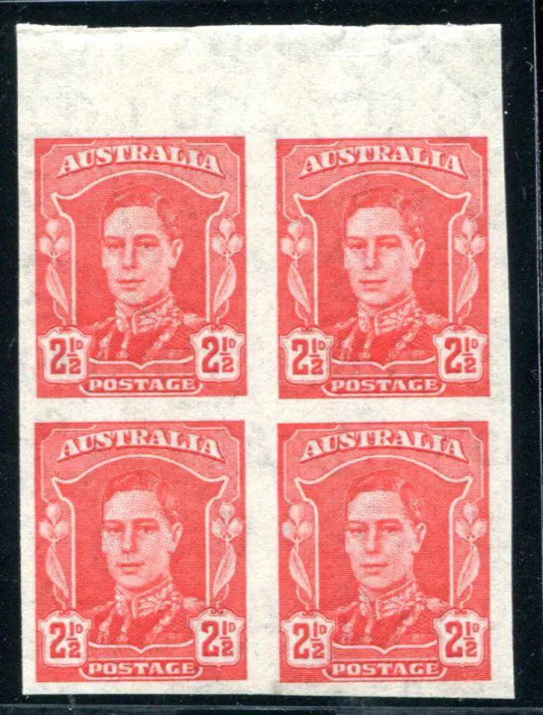 1942/50 2½d scarlet KGVI top marginal imperforate ... Image 1++