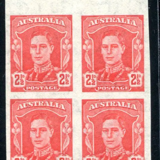 1942/50 2½d scarlet KGVI top marginal imperforate ...
