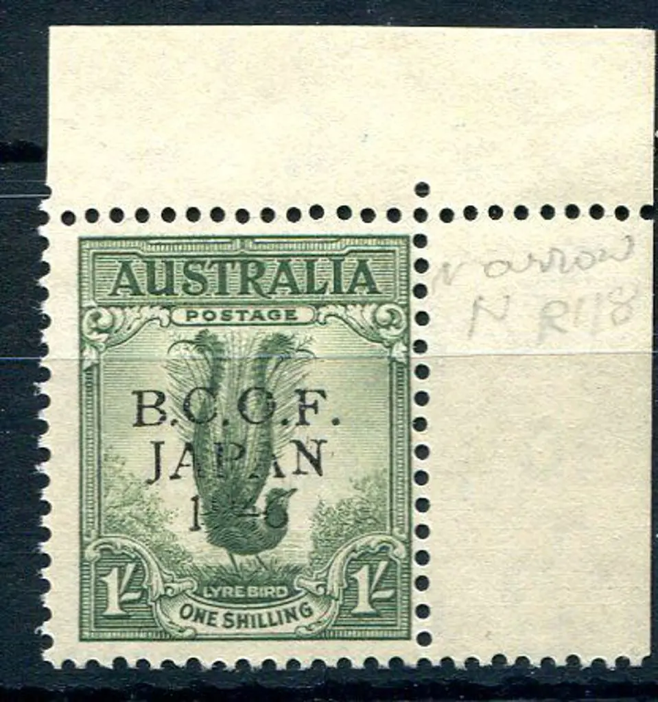 1946 1/- "BCOF" top right marginal example showing ... Image 1++