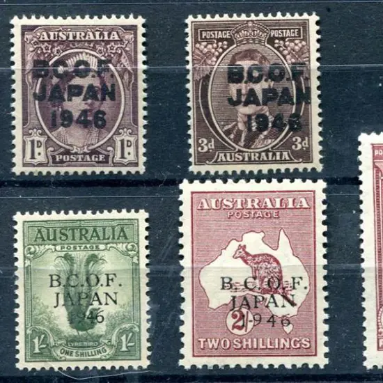 1946/48 "BCOF" ovptd set of 7 from ½d to 5/- on ...