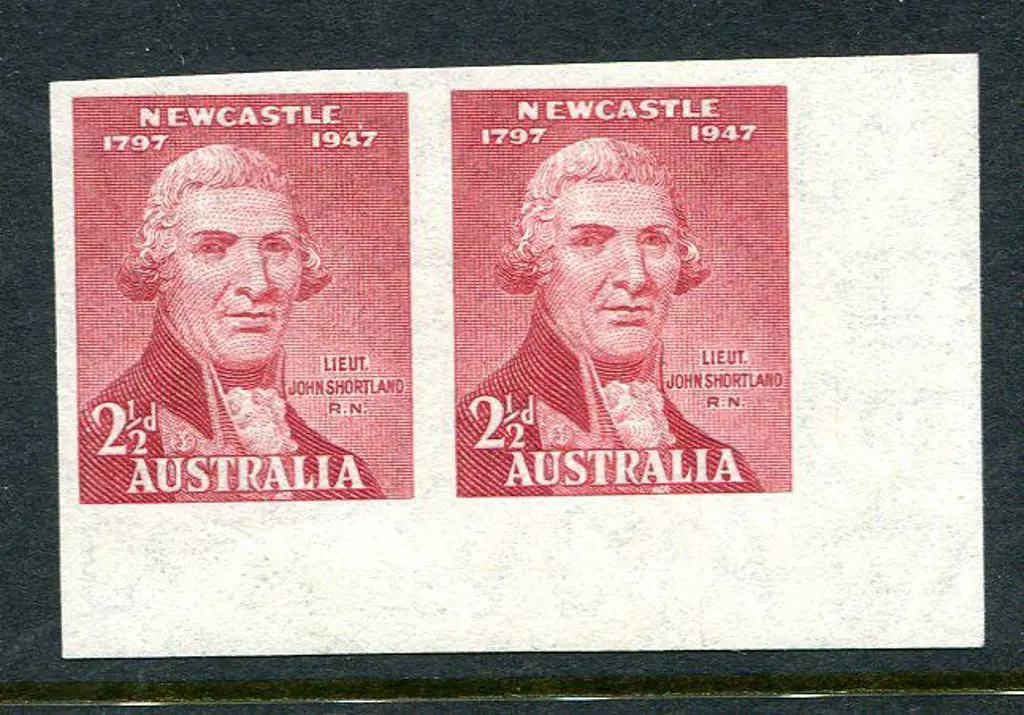 1947 2½d Newcastle imperforate marginal pair. MUH ... Image 1++