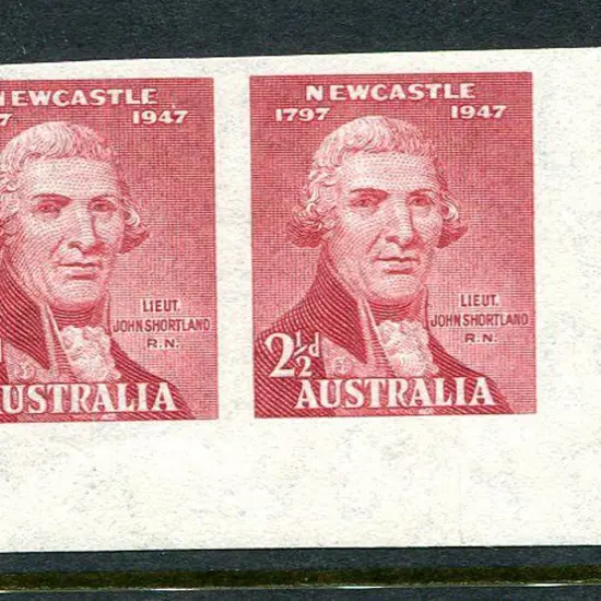 1947 2½d Newcastle imperforate marginal pair. MUH ...