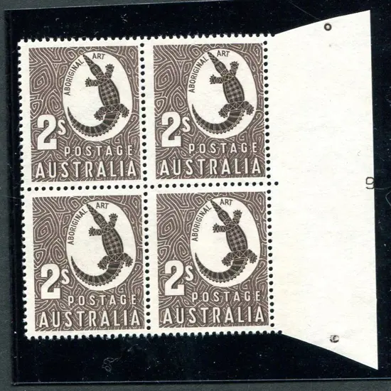 1948/59 2/- Aboriginal Art right marginal block of ...